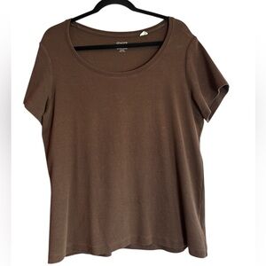 Chico’s True Color Tee Brown Scoop Neck Short Sleeve Size XL